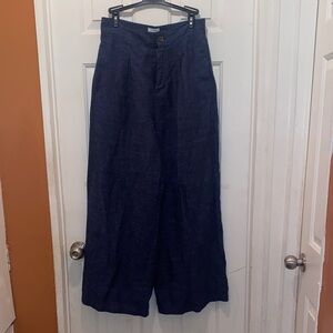 Halston Heritage Navy Linen Trousers